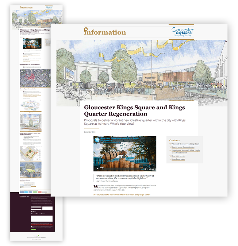 Examples of the Kings Square project website
