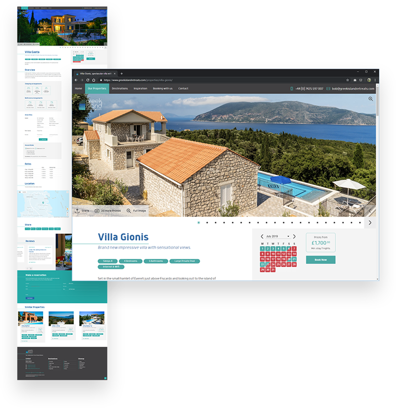 Examples of the Greek Island Retreats website design
