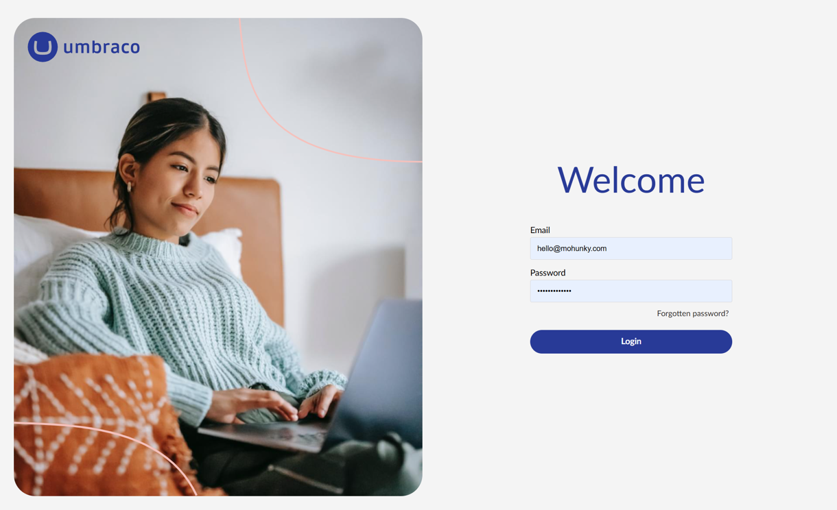 Screenshot of the Umbraco login page