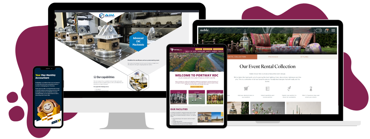 Our Services - Small business examples on mobile, tablet, laptop and desktop