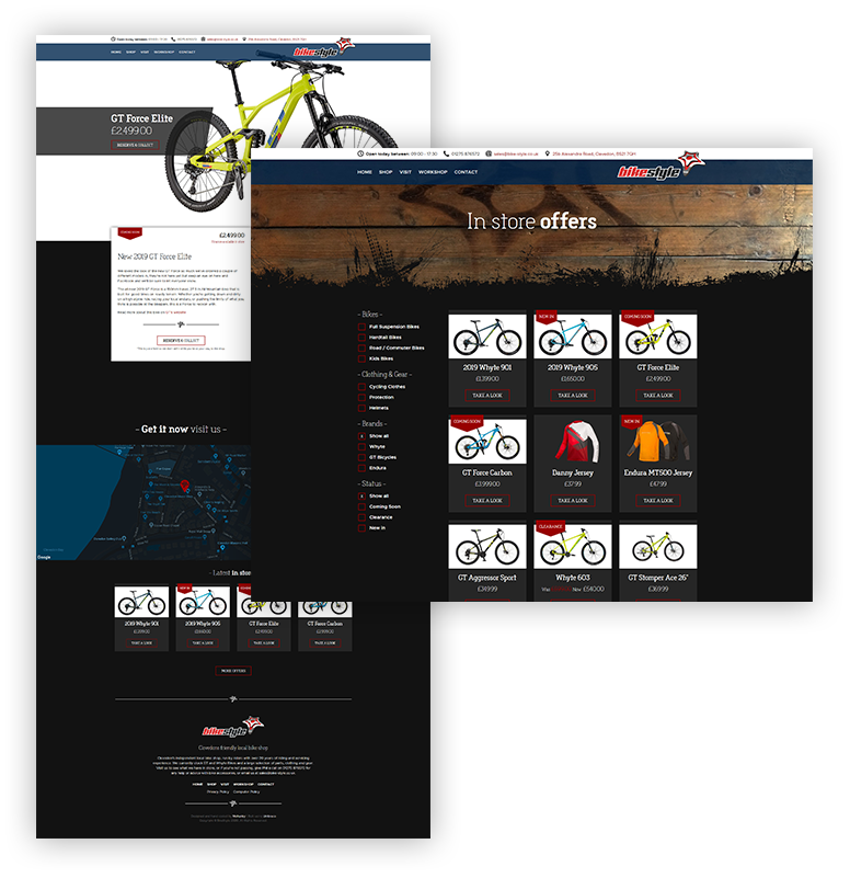 Examples of the Bike Style website design