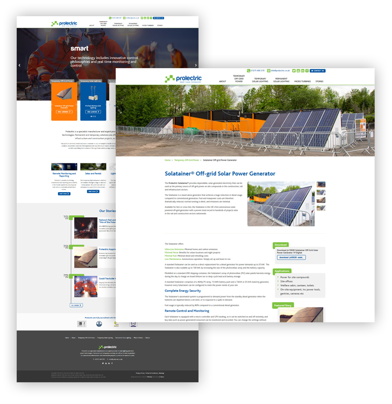 Examples of the Prolectric website design