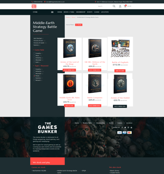 The Games Bunker - Tile Screenshot of products available on webshop designed by Mohunky,